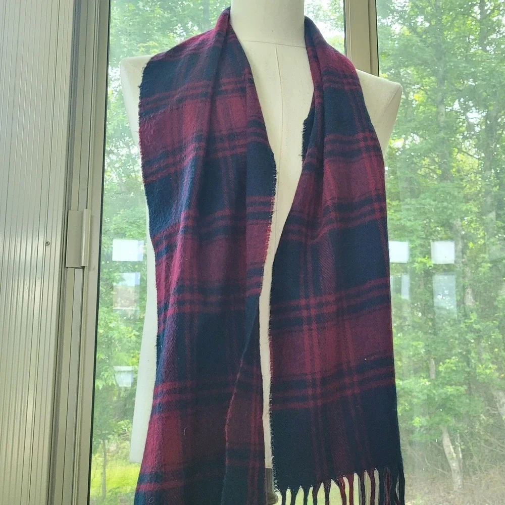 CHRISTIAN DIOR Vintage Cashluxe Acrylic Scarf Multicolor Plaid